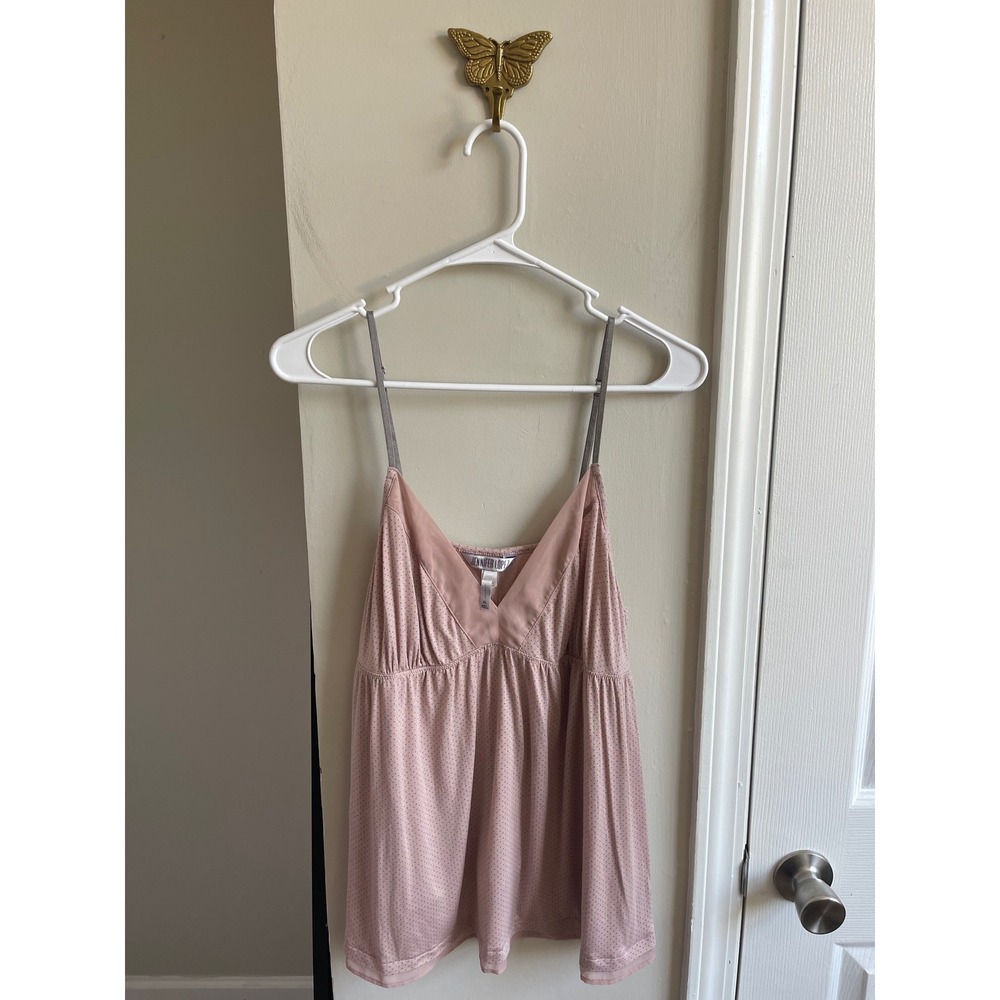 Jennifer Lopez Intimates Pink Micro Dot Empire Waist Babydoll Camisole Top XL